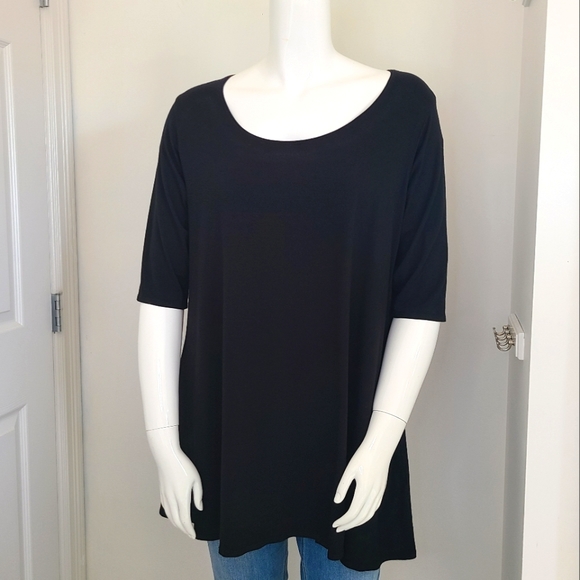 2X EILEEN FISHER Black Short Sleeve Tunic - Picture 1 of 9